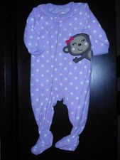 Toddler Girls Carters Fleece Footed Pajamas Blanket Sleeper 6M Monkey