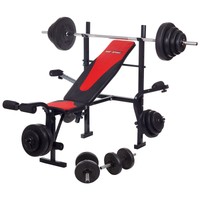 Hantelbank Kraftstation Trainingsbank mit Gewichten 39,5 bis 134,5 kg Hantelset