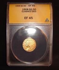 1908 $2 1/2 Liberty Head Gold Coin Quarter Eagle Error Coin high grade