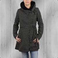 Damen Kurz Mantel Cynthia schwarz weiss gepunktet Frauen Jacke Ato