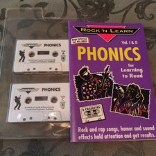 Rock'N Learn Phonics Vol 1 & 2 1990 Book & 2 Music/ Rap Cassettes -Free Shipping