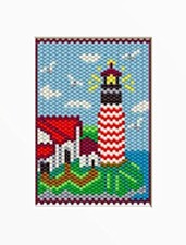 Lighthouse On The Sea Beaded Banner Pattern