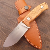 LionSteel Hunting M2 Olive Messer - Jagdmesser - Gürtelmesser  + Lederscheide 