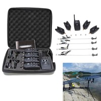 4 Funk Bissanzeiger Angelzubehör + Empfänger + 4 Hanger Illuminated Swinger U9J1