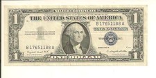 1957A $1 Silver Certificate B 1765 1188 A . "11" & "88"