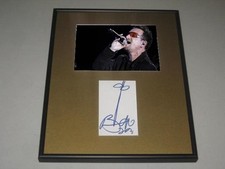 Bono U2 Signed Framed Matted Index Card Hologram Coa Rare Hand Drawing