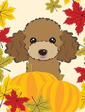 Caroline's Treasures Bb2062Chf Chocolate Brown Poodle Thanksgiving Flag Canvas .
