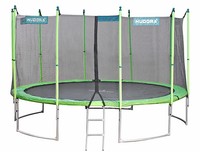 Hudora Trampolin Family 400 Ø grün mit Leiter, Sicherheitsnetz Randabdeckung