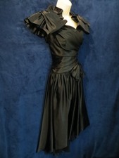 80's Vintage Black
00004000
Satin Avant Ruffle Bow Full Sweep Formal Hi Lo Prom Dress S
