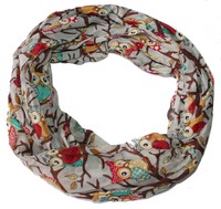 Seiden Waldeule Loopschal Eulen Damen Loop aus Seide & Baumwolle Schal  Eule 