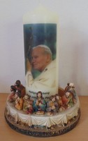 Papst Johannes Paul  II -  Tischkerze  / Kerzenständer Abendmahl