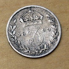 1893 Great Britain 3 Pence Km# 777 Silver