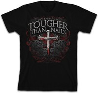 Christian Religious Kerusso My Savior Is Tougher Than Nails Black Jesus T-Shirt