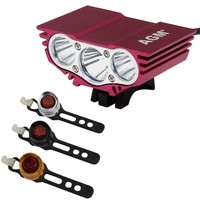 Rot X3 6000LM CREE U2 XM-L 3LED Fahrradlampe Fahrradbeleuchtung mit Rücklicht