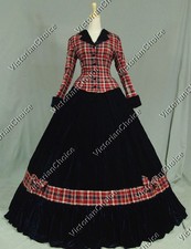 Victorian Dickens Quality Velvet Tartan Dress Jacket Reenactment Costume V 122 L