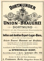 DORTMUNDER UNION-BRAUEREI Dortmund Historische Reklame von 1896