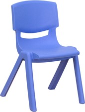 (6 Pack) Blue Plastic Stackable School Chair with 12' Seat Height