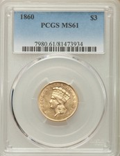 New listing
1860 Three Dollar Gold Piece Pcgs Ms 61