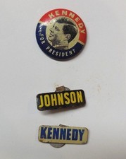 vintage Kennedy for President pins  Johnson  pin back button