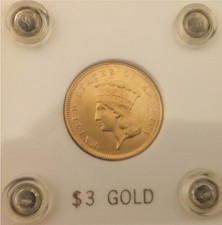Rare 1878 Indian Head $3 Gold Piece – Very Nice - Look!