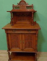 Jugendstil Vertiko mit Aufsatz - Nussbaum - florale Schnitzereien Anrichte