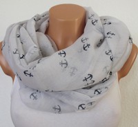 XXL Loop Schal Tuch Neu ca. 65 cm x 170 cm Rundschal Loop maritim Anker 