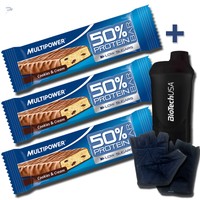 Multipower 50% Protein Bar 24 x 50g Fitness Riegel viel Eiweiß Low Carb Snack