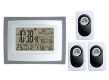 RF Digital Wireless Weather Station Clock In/Outdoor Thermo-Hygrometer 3 Sensors