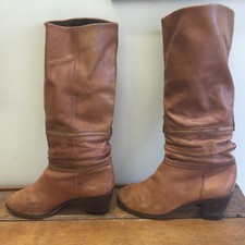 Vtg 70's 81/2M Brown Chandler Hipster 21/2" Heel Boots