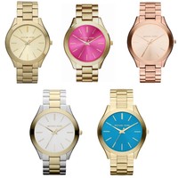 Michael Kors Damen' Pavé verziert goldton Ultra-dünn Runway Designer Armbanduhr