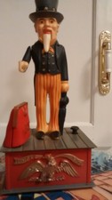 Vintage Uncle Sam Mechanical Coin Bank- Works
