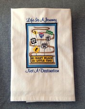 So Many Roads So Little Time Sampler Embroidered Flour Sack Towel