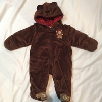 Carters Just One You 3 Months Baby Boy Full Body Brown Winter Snow Coat Suit