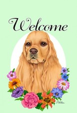 Garden Indoor/Outdoor Welcome Flag (Flowers) - Buff Cocker Spaniel 630351