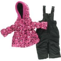 Pink Platinum 8812 Pink Fleece Lining 2PC Snowsuits & Bibs Set 24 MO 12mo BHFO