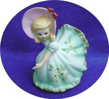 Beautiful Girl Figurine Lefton Porcelain Bisque Handpainted Bloomers Bonnet Vtg