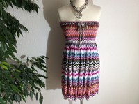 ZICK ZACK DRUCK TWO IN ONE KLEID ROCK BANDEAU BUSTIER ETHNO STYLE BUNT NEU 