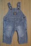 Osh Kosh B'Gosh 3m Railroad Stripe Overalls Distressed Dark Blue Train EUC