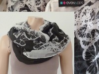 even&odd Loop Schal Tuch Girl Sommer Schwarz Weiss Schmetterlinge Wie Neu
