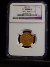 1859 $3 Gold Ngc Xf Details .Better Date. Rc364