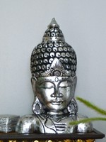 Buddha Kopf versilbert H.ca.65cm Büste, Statue, Figur, Skulptur, Maske, Relief