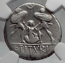 Roman Republic 89BC Tarpeia BETRAYS Rome Sabine King Silver Coin NGC VF i60081