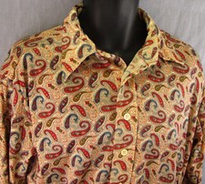 Cellini Knit Collection Vintage L Paisley Shirt Long Sleeve Button Front Large
