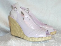 Plateau Schuhe Damen Sandale Gr 36 38 39 40 41 Farbe hell lila Neu Keilabsatz