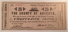 1862 Twenty Five Cent County of Augusta Notes