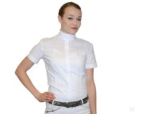 PIKEUR Turnierbluse kurzarm - weiß mit weißen Nadelstreifen NEU % Sale %
