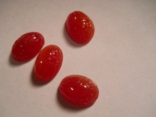 Bf117 14x10mm carnelian scarab glass jewels, flat unfoiled back (30)