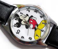 NEUE DISNEY MICKEY MAUS UHR NEU Edelstahl Leder FILM UHR MICKY UK