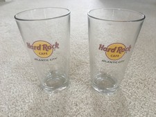 HARD ROCK CAFE large pint glasses 22 oz Atlantic City glassware