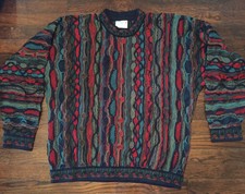 Vintage COOGI Mens L Mercerized Cotton 3D Bright Colorful Sweater AUTH